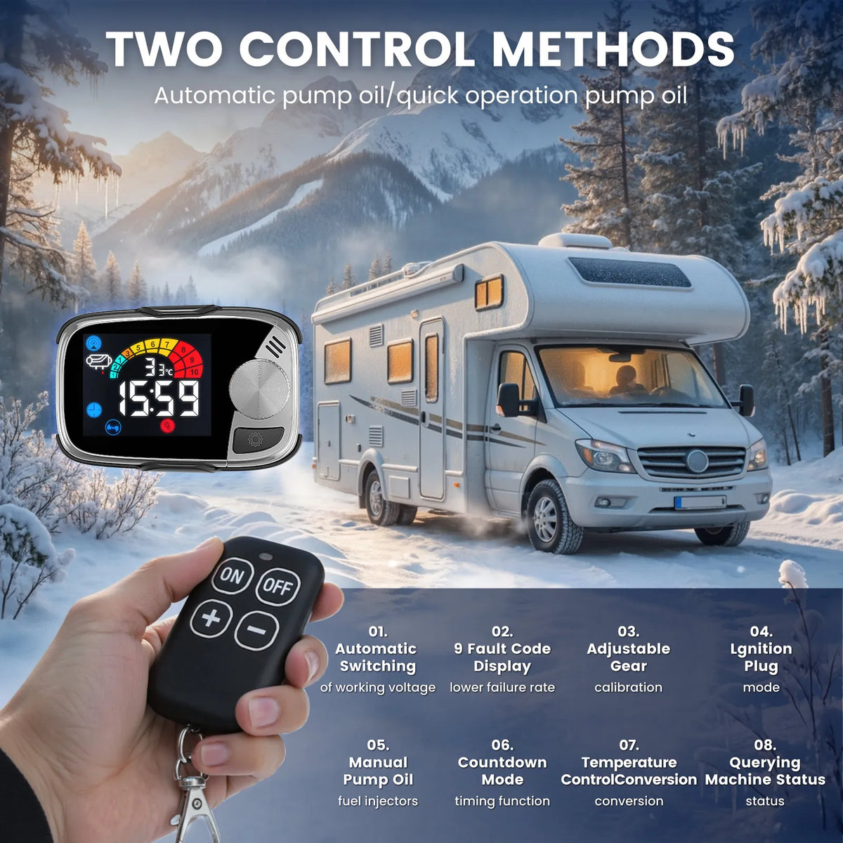 KROAK 5-8KW 12V/24V Diesel Air Heater - All-in-One Parking Heater with LCD Switch for Car, Truck, Boat & RV