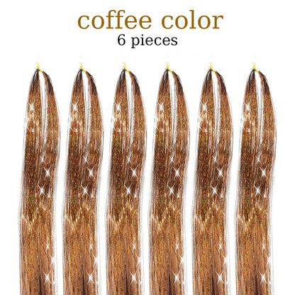 48-Inch Hair Tinsel Kit – 1200 Strands, 12 Colors Sparkling Fairy Hair Extensions with Tool