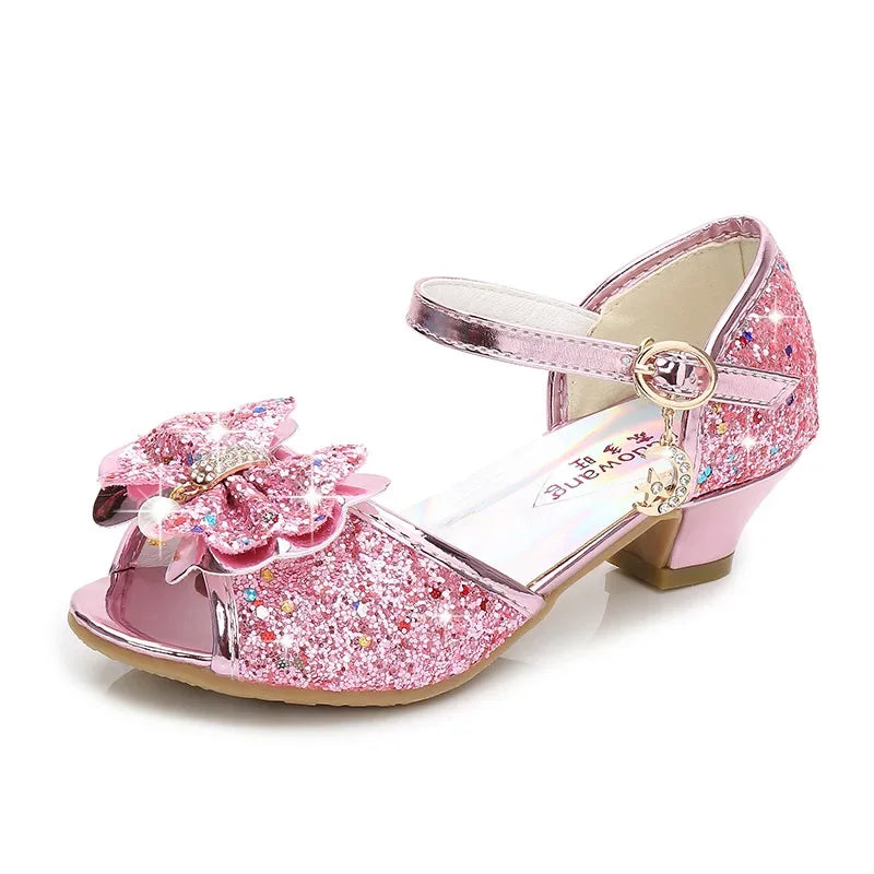 Children’s Princess Sandals - Girls’ Bowtie High Heel Wedding & Dress Shoes