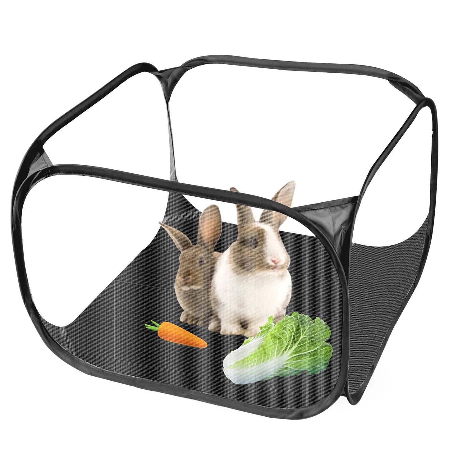 Portable Small Animal Playpen - Foldable Pet Cage with Transparent Mesh for Cats & Chickens