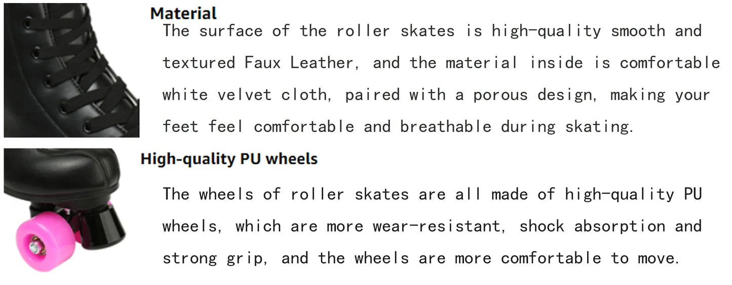 PU Leather Roller Skates – Inline & Quad Skating Shoes, Flashing 4-Wheel Sneakers, Europe Size, Training & Fun