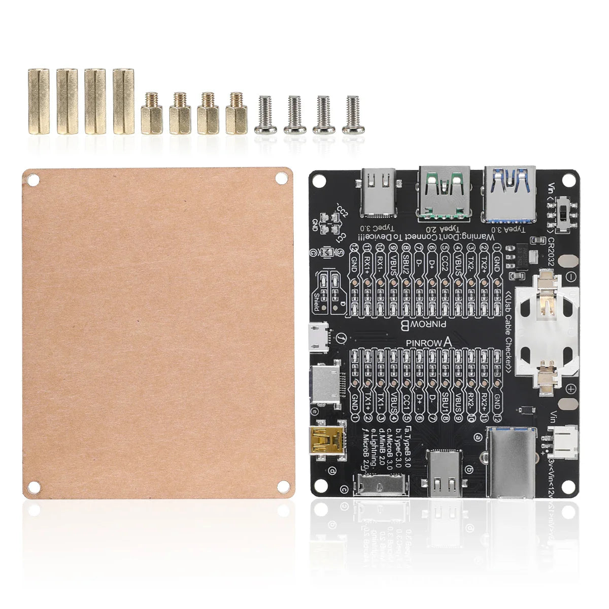 USB Cable Tester – Type-C, Type-B, Micro Short Circuit and Data Anomaly Detection Test Board for iOS & Android
