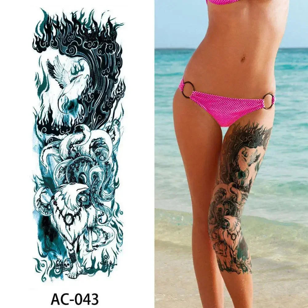 16 Designs Full Arm Temporary Tattoo Sleeves - Waterproof Body Art Stickers for Men & Women Fashion Style