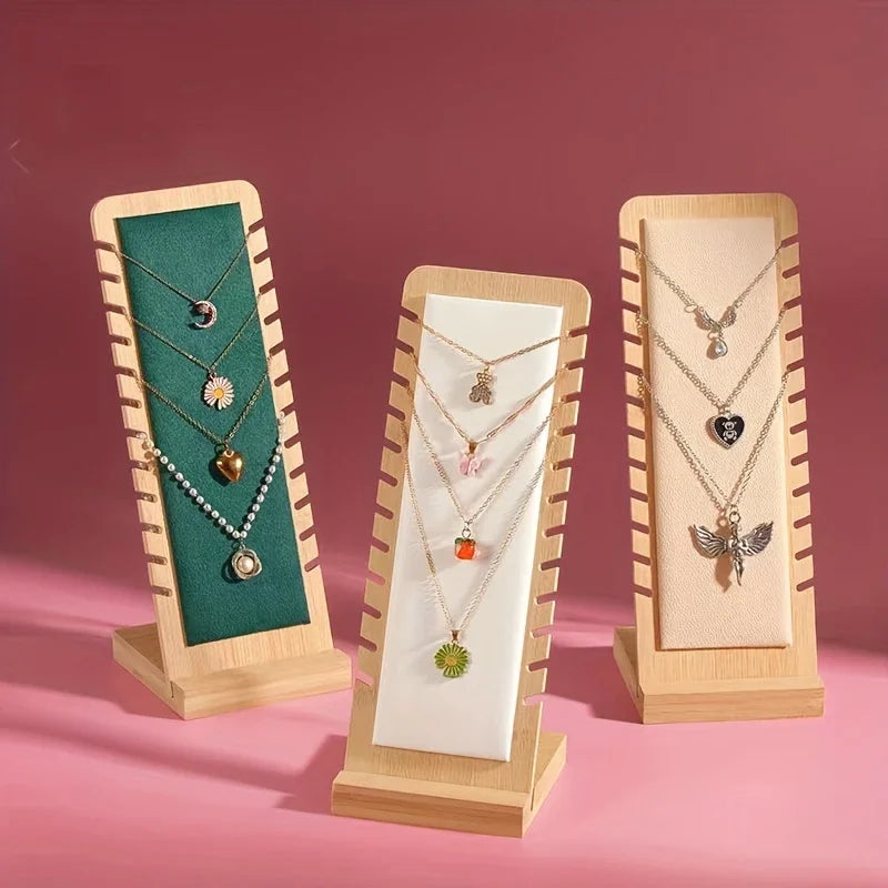 Creative Solid Wooden Necklace Display Frame – Pendant Support Jewelry Display Stand