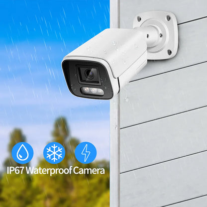 4K 8MP IP Camera with Audio - Outdoor POE H.265, Onvif Metal Bullet CCTV, 4MP Color Night Vision Security Camera for Home