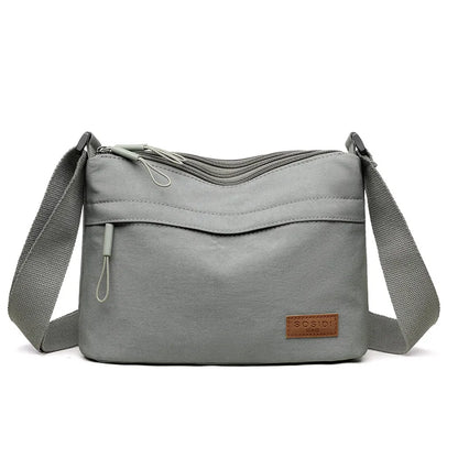 High-Capacity Canvas Crossbody Bag - Multi-Pocket Shoulder Purse for Women and Everyday Shopping