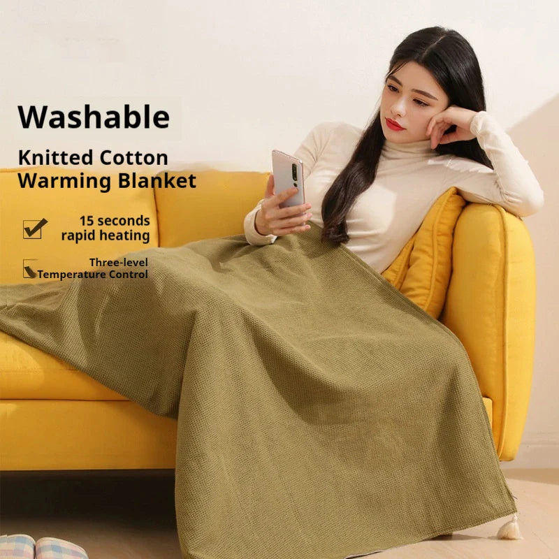USB Electric Wearable Heated Blanket – Washable Warmer with 3 Adjustable Temperature Levels for Women