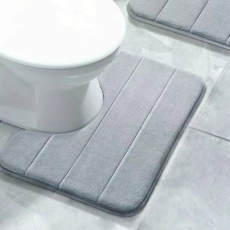 Coral Velvet Bathroom Mat - Anti-Skid Absorbent Toilet & Bathtub Floor Mat, Entrance Rug