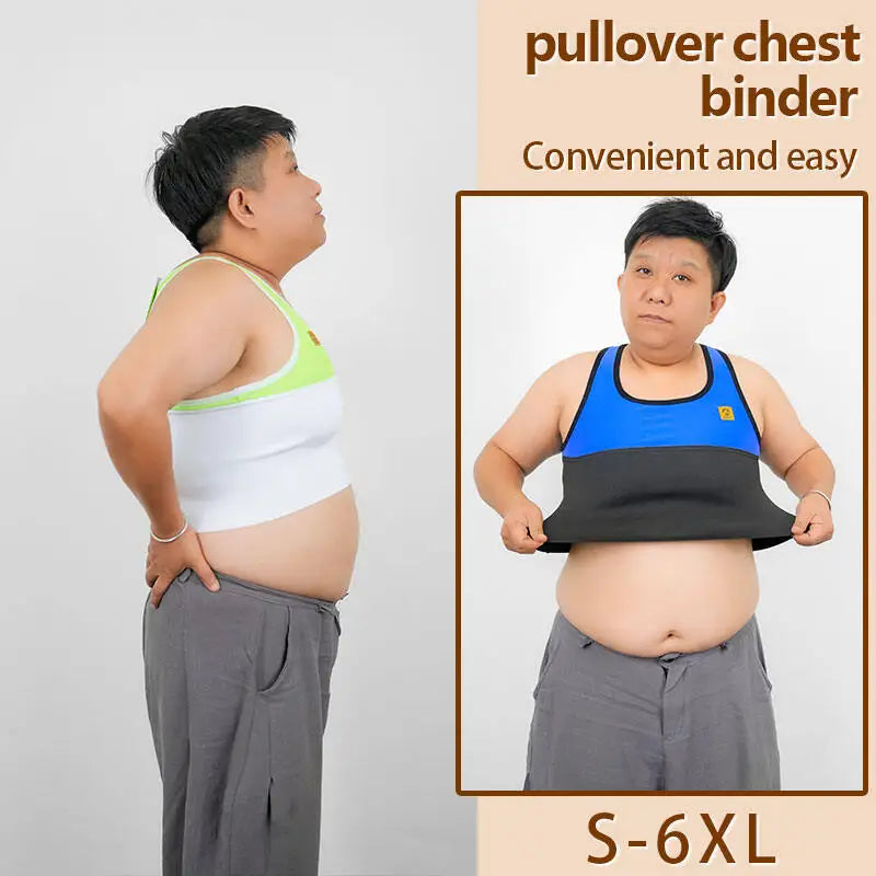 Quick-Dry Pullover Chest Binder – Sports Wear Short Vest Corset with Full Bandage Support, Plus Size