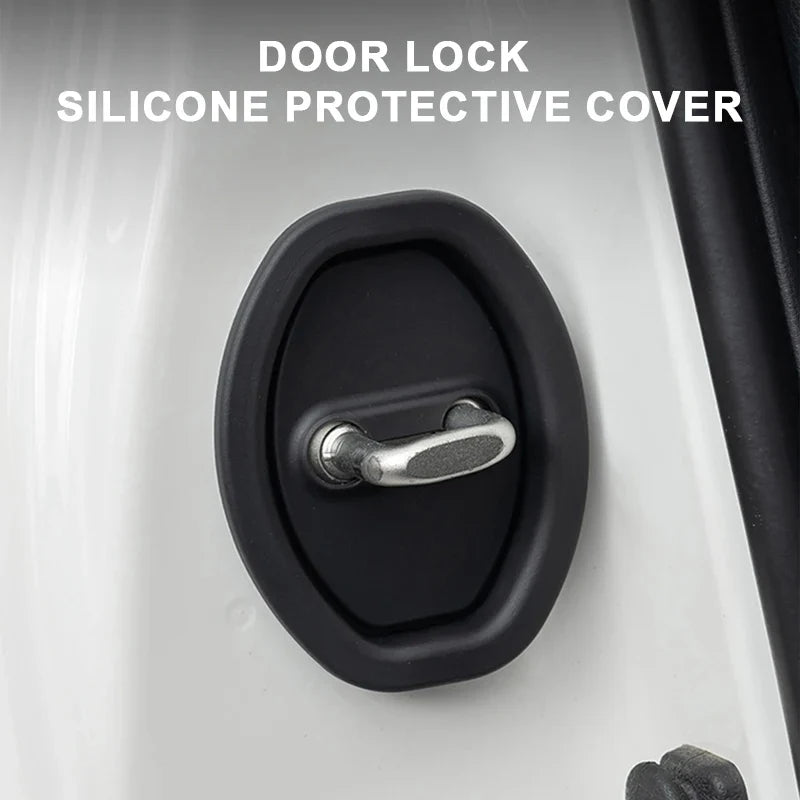 SEAMETAL 4PCS Silicone Car Door Lock Covers – Anti-Collision, Shock-Absorbing, Elastic Mute Cushions