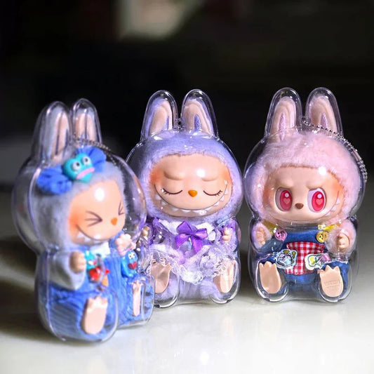 17cm Labubu Transparent Protective Cover - Monster Toy & Elf Doll Storage Display Box