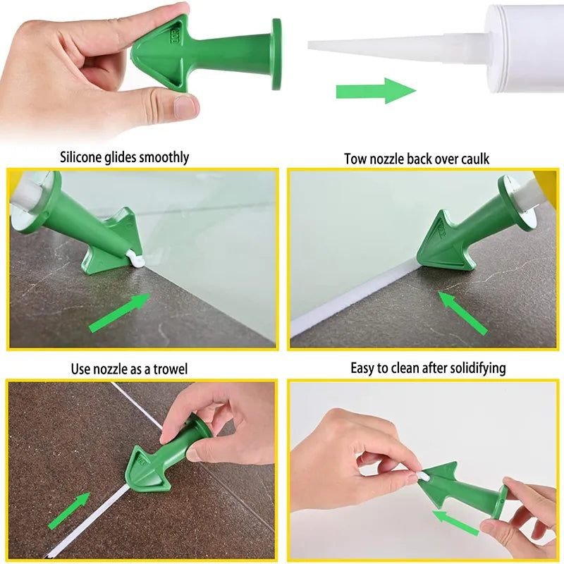 5-Piece Caulking Nozzle Applicator Set: Finishing Tools for Tile, Brick Joints, and More - Handy Silicone Remover Hand Tool Kit