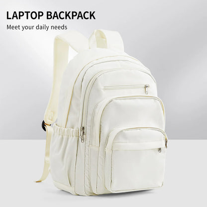 Light Blue Casual Nylon Backpack for Women – Multi-Pocket Durable School, College & Travel Bookbag with Spacious Design
