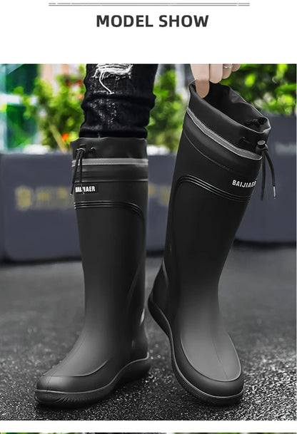Men’s Waterproof Rain Shoes – Four-Season Non-Slip Soft Sole Outdoor Work & Water Boots