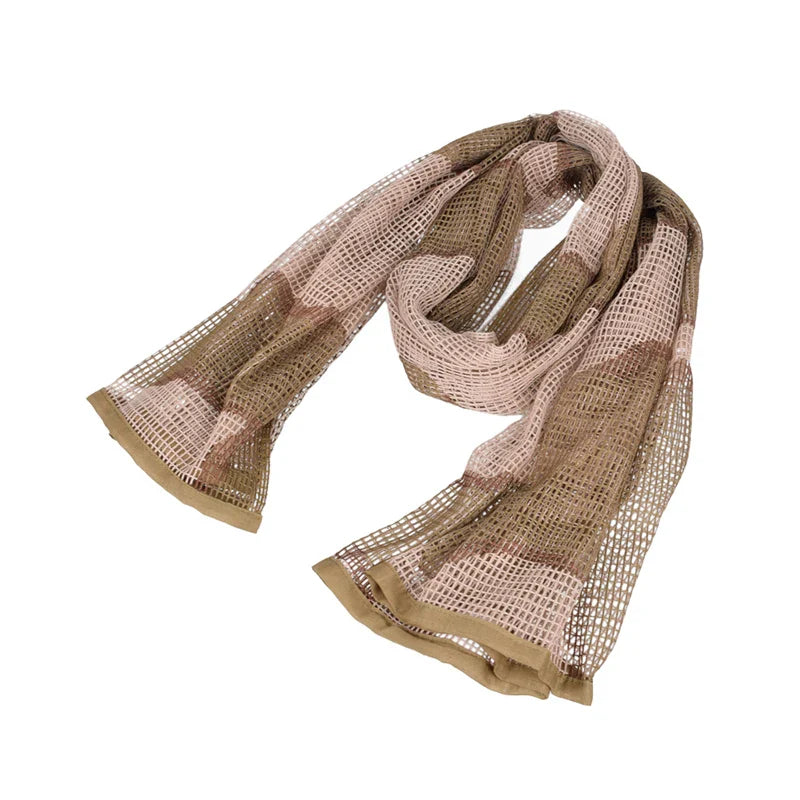 Outdoor Camouflage Netting Scarf — Camo Mesh Face Veil & Shemagh Head Wrap for Camping, Hiking, Shooting