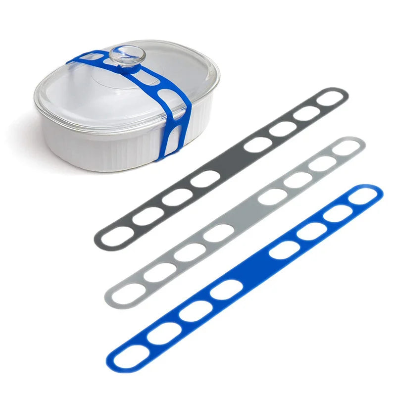 Silicone Lunch Box Fastening Strap – Reusable Universal Lid & Cutlery Holder
