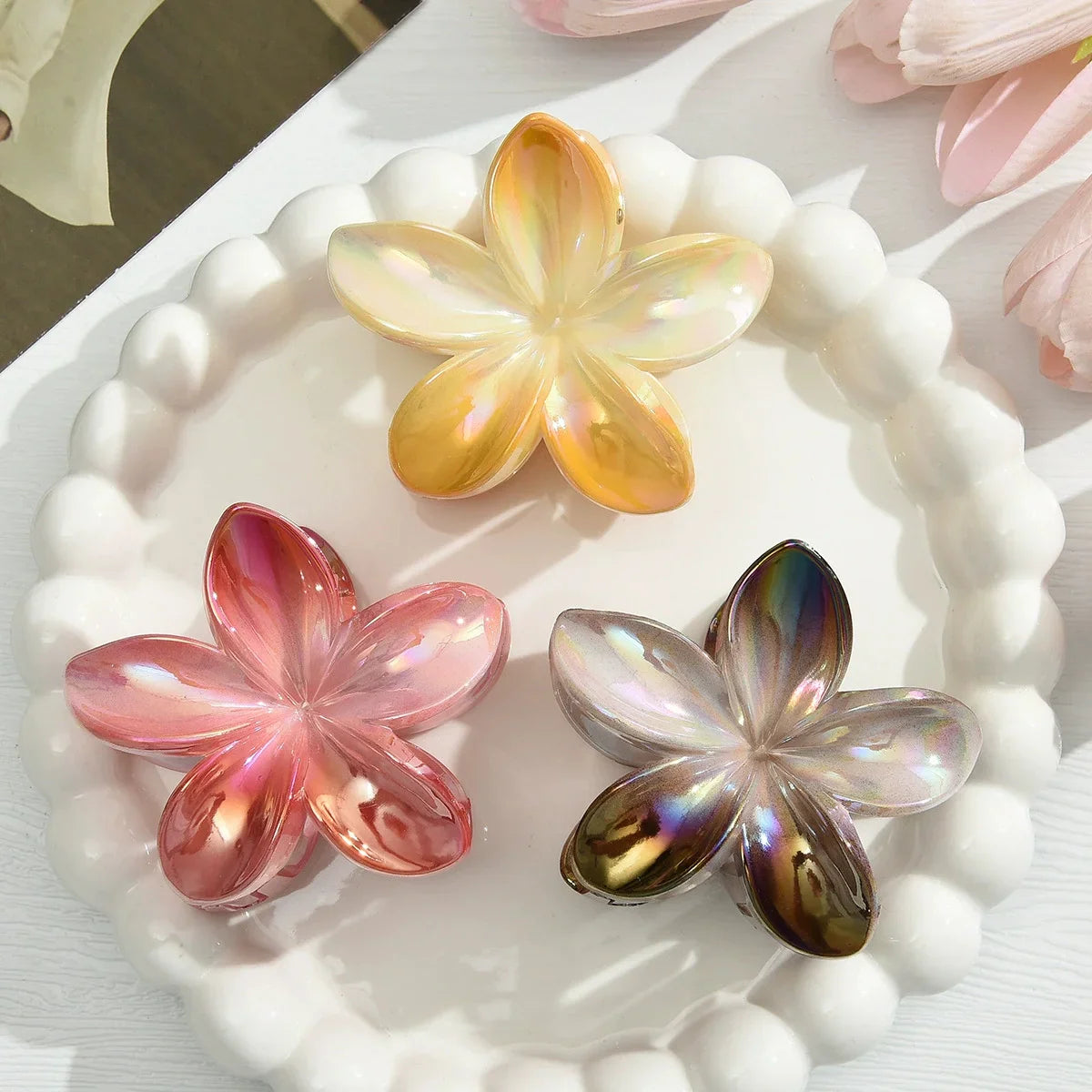 18Pcs Egg Flower Hair Clips | Gradient Candy Color Flowers, Shark Clips for Daily Ponytail Styling