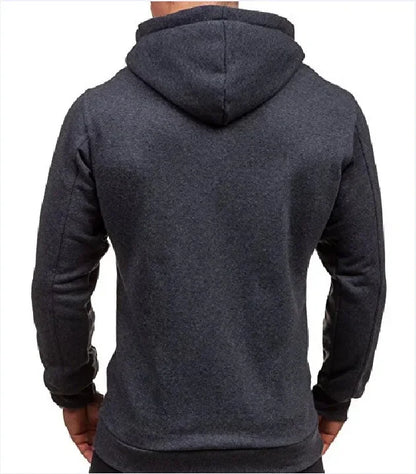 Men’s Casual Zip Hoodie – Solid Color Hooded Sweatshirt Jacket Cardigan for Spring & Autumn
