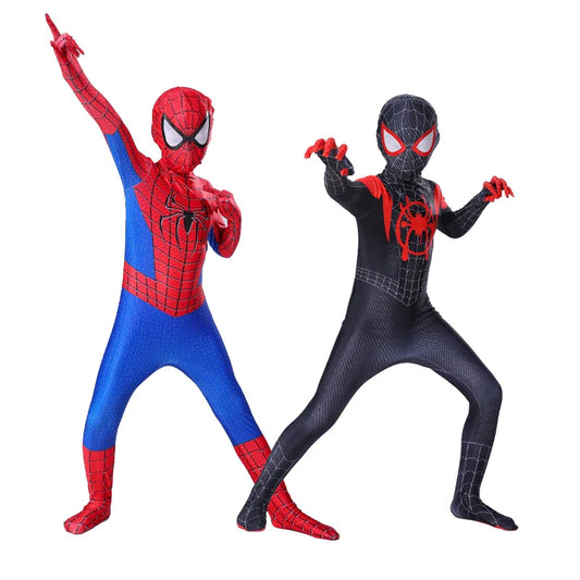 Kids Spiderman Costume – Miles Morales Superhero 3D Zentai Bodysuit Jumpsuit for Boys & Girls, Halloween Cosplay Outfit