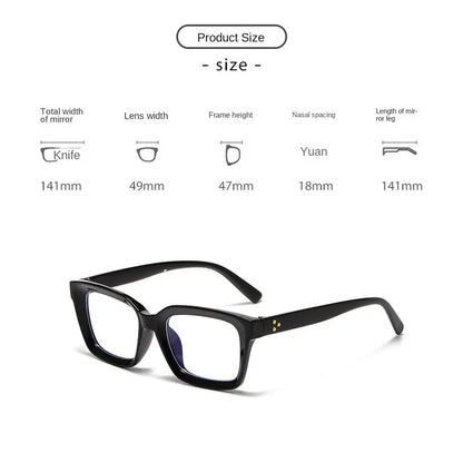 2024 Oversized Square Anti-Blue Light Glasses, Large Frame Myopia Transparent Eyeglasses
