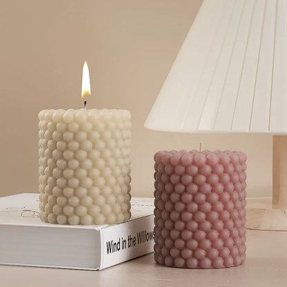 1Pcs 3D Geometry Candle Mold | Silicone Spiral Cylindrical Bubble Round Ball Shape | Scented Candle Mould for DIY Plaster Crafts Ornaments