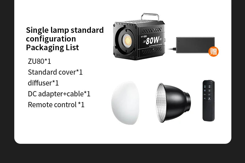 80W Dual Color Temperature COB Photography Light - Professional LED Video Light, Portable Handheld Fill Light with Mini Bowens