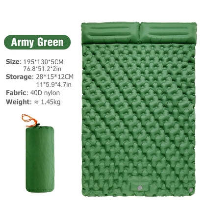 WESTTUNE Double Inflatable Air Mattress – Built-in Pillow Sleeping Pad for Camping, Travel, and Hiking