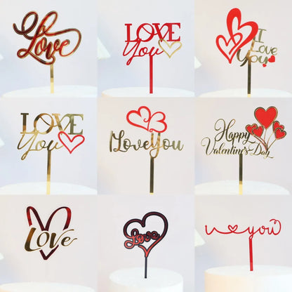 Big Red Love Cake Topper – Acrylic Wedding & Engagement Party Decoration, Valentine’s Day Love Cake Topper