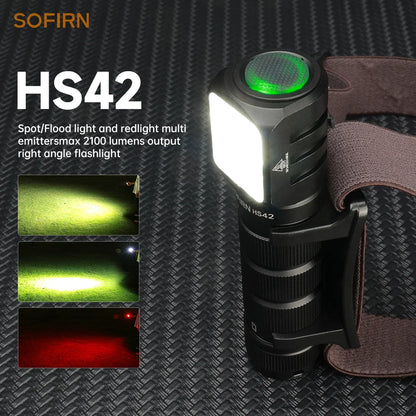 SOFIRN HS42 Headlamp 2100lm USB-C Rechargeable 18650 EDC Flashlight - SST40 LED Torch with Magnetic Power Bank for Camping