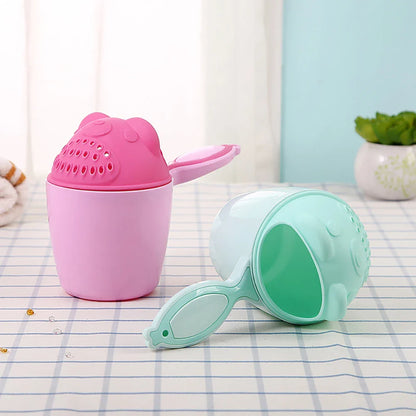 Cute Cartoon Baby Bath Cap & Shampoo Cup Set – Toddler Hair Washing Spoon & Bathing Bailer for Kids Shower Care Tools