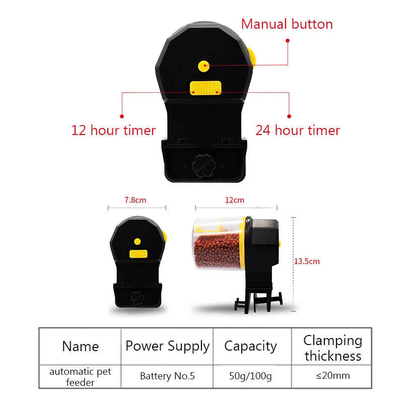 Automatic Fish Tank Feeder – Intelligent Timing Aquarium Feeder for Goldfish with Large Capacity