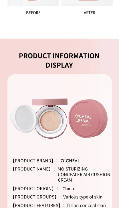 OCHEAL CC Cream Cushion Foundation – Long-Lasting Moisturizing Concealer & BB Cream for Face Makeup