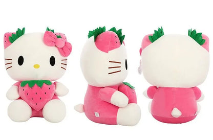 22cm Sanrio Kawaii KT Cat Plush Toy – Strawberry Plush Doll, Home Decor & Birthday Gift for Girls