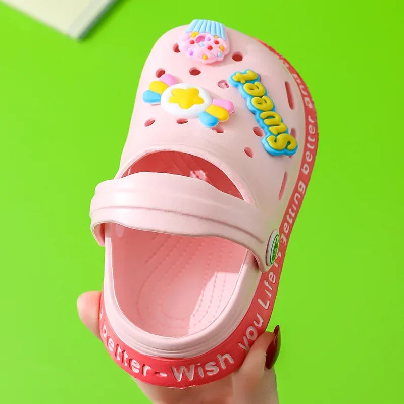 Summer Kids Garden Clogs – Lightweight Breathable Cartoon Slip-On Sandals for Boys & Girls, Baby Beach Slippers