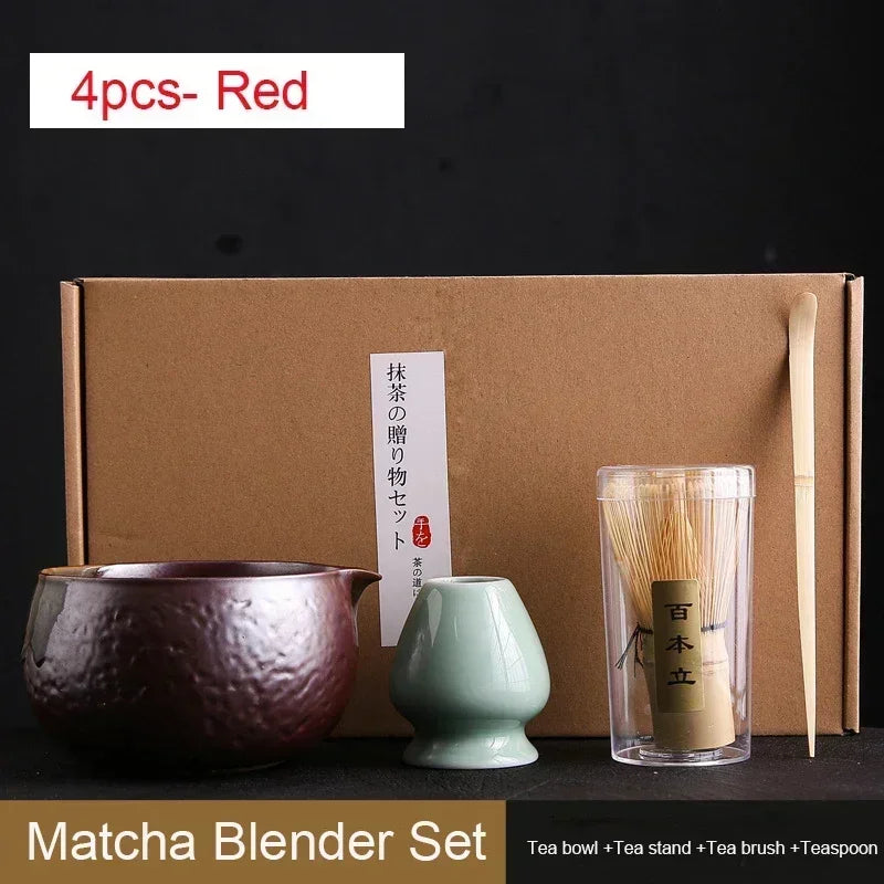 4/6Pcs Bamboo Matcha Tea Whisk Set – Scoop, Brush, Strainer & Bowl for Japanese Tea Ceremony