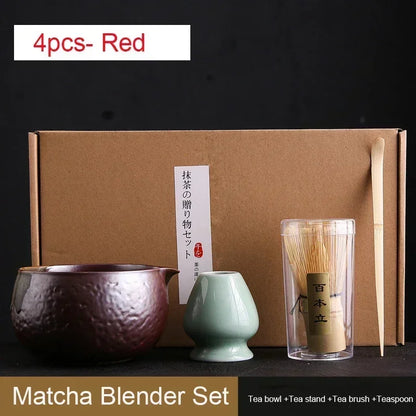 4/6Pcs Bamboo Matcha Tea Whisk Set – Scoop, Brush, Strainer & Bowl for Japanese Tea Ceremony