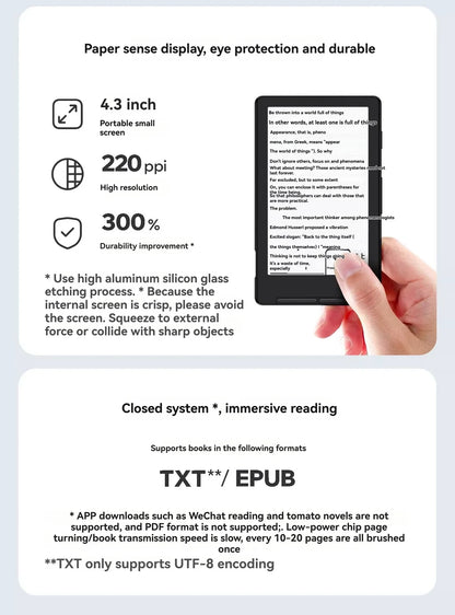 XTEINK X4 4.3" Portable E-Ink Reader — Magnetic, Lightweight, Ultra-Thin Screen, 800×480 Resolution 220PPI Set