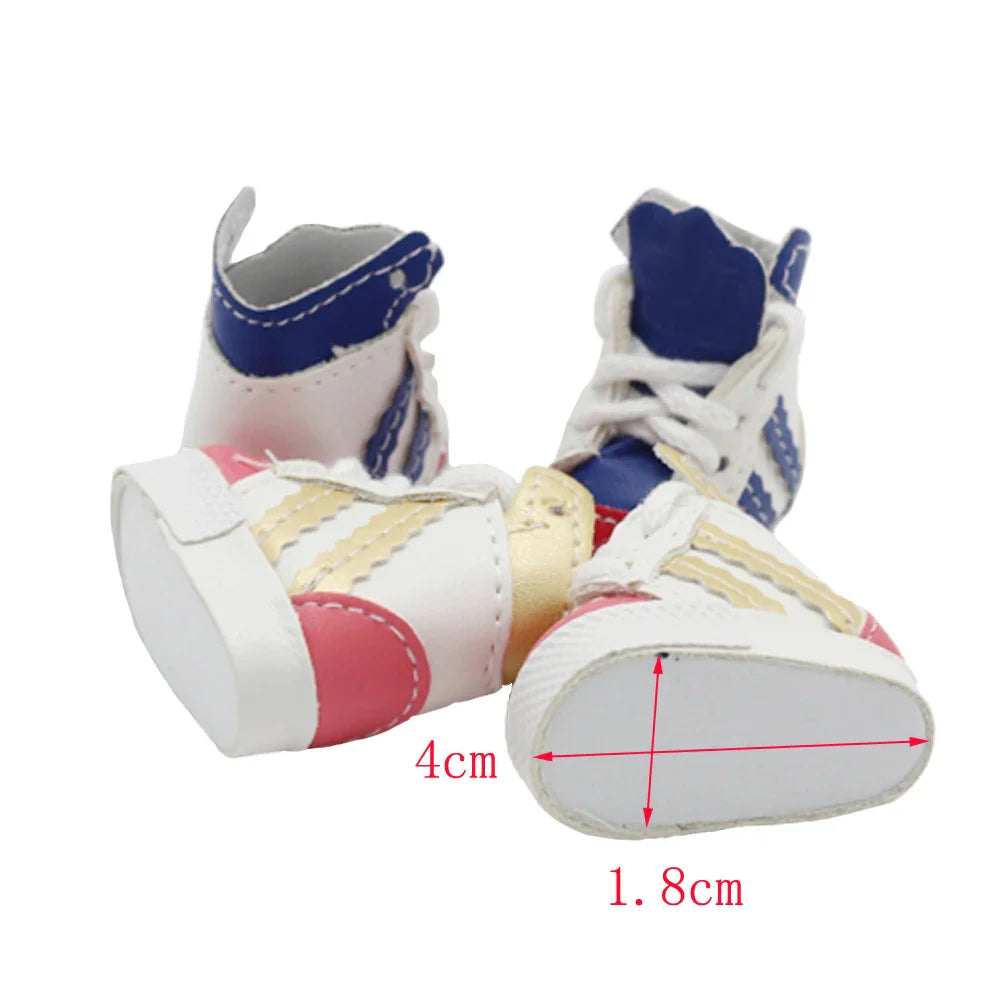 Labubu Doll Sneakers (4x1.8cm) - Shoes for 17cm Macaron Plush, 15cm EXO Cotton, & 1/6 BJD Dolls Accessories