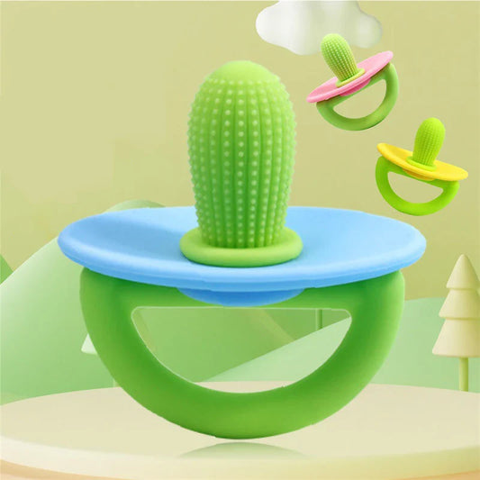 Silicone Teether Ring – Pacifier-Style Soft Teething Tool with Molar Massage Dots