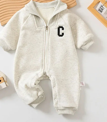 2024 Autumn Winter Baby Romper — Thick Lined Boys Jumpsuit with Fur, Toddler Outfit for Cold Weather