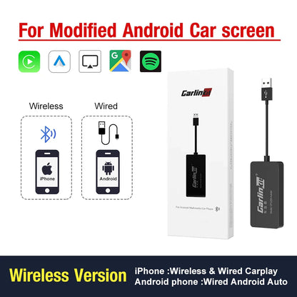Carlinkit Wireless CarPlay Activator & Android Auto Wired USB Dongle AI Box with Bluetooth Charger & MirrorLink for Android Radio