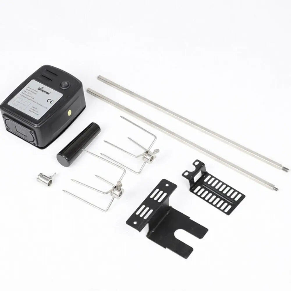 Electric BBQ Grill Spit Roaster – Outdoor Rotisserie Kit with 120cm Long Cable for Barbecue Grilling