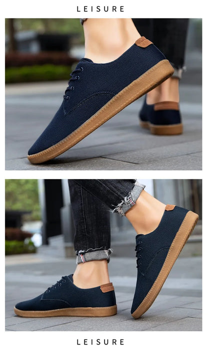 Men’s Canvas Casual Sneakers — Lightweight Slip-On Vulcanized Flats & Loafers, Comfortable Trainers Shoes