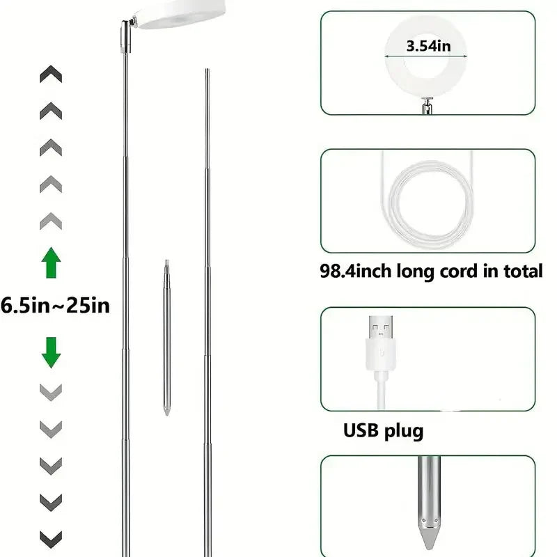 LED Full Spectrum Grow Light – Adjustable Dimmable Hydroponic Plant Lamp with Timer for Indoor Gardening