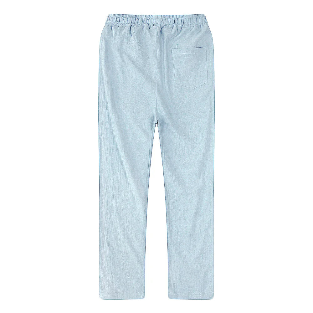 Men's Cotton Linen Pants – Breathable Solid Color Trousers for Autumn, Fitness & Streetwear, S-3XL