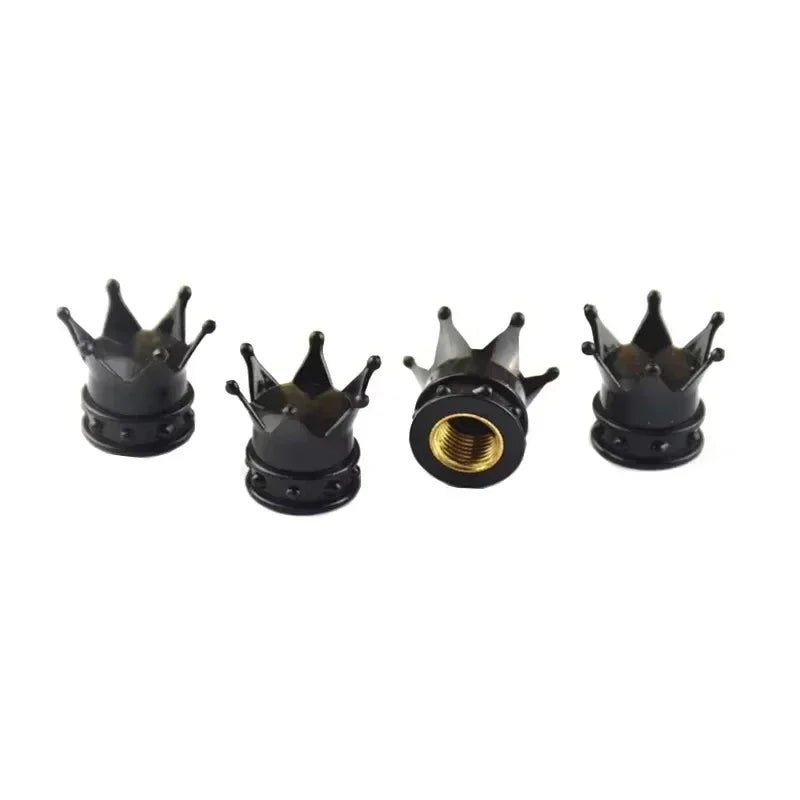 4 Pcs Crown Dice Car Wheel Tire Valve Caps - Universal Tyre Rim Stem Covers | Air Dust & Waterproof | Bling Accessories for Car & Motorcycle