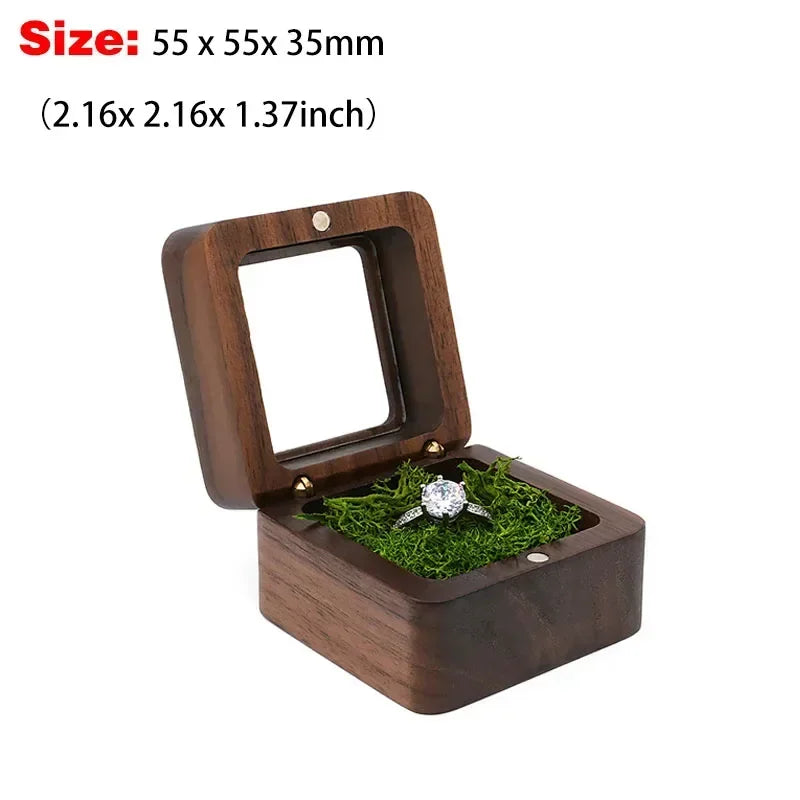 Personalized Walnut Wooden Ring Box - Custom Name Engagement & Wedding Anniversary Gift