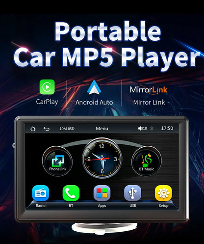Universal 7-Inch Car Radio Multimedia Player – Wireless CarPlay & Android Auto Touchscreen with Sun Visor B500