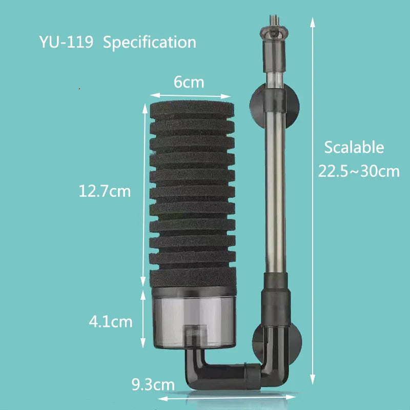 Aquarium Sponge Filter with Air Pump – Bio Skimmer & Biochemical Filter for Fish Tanks