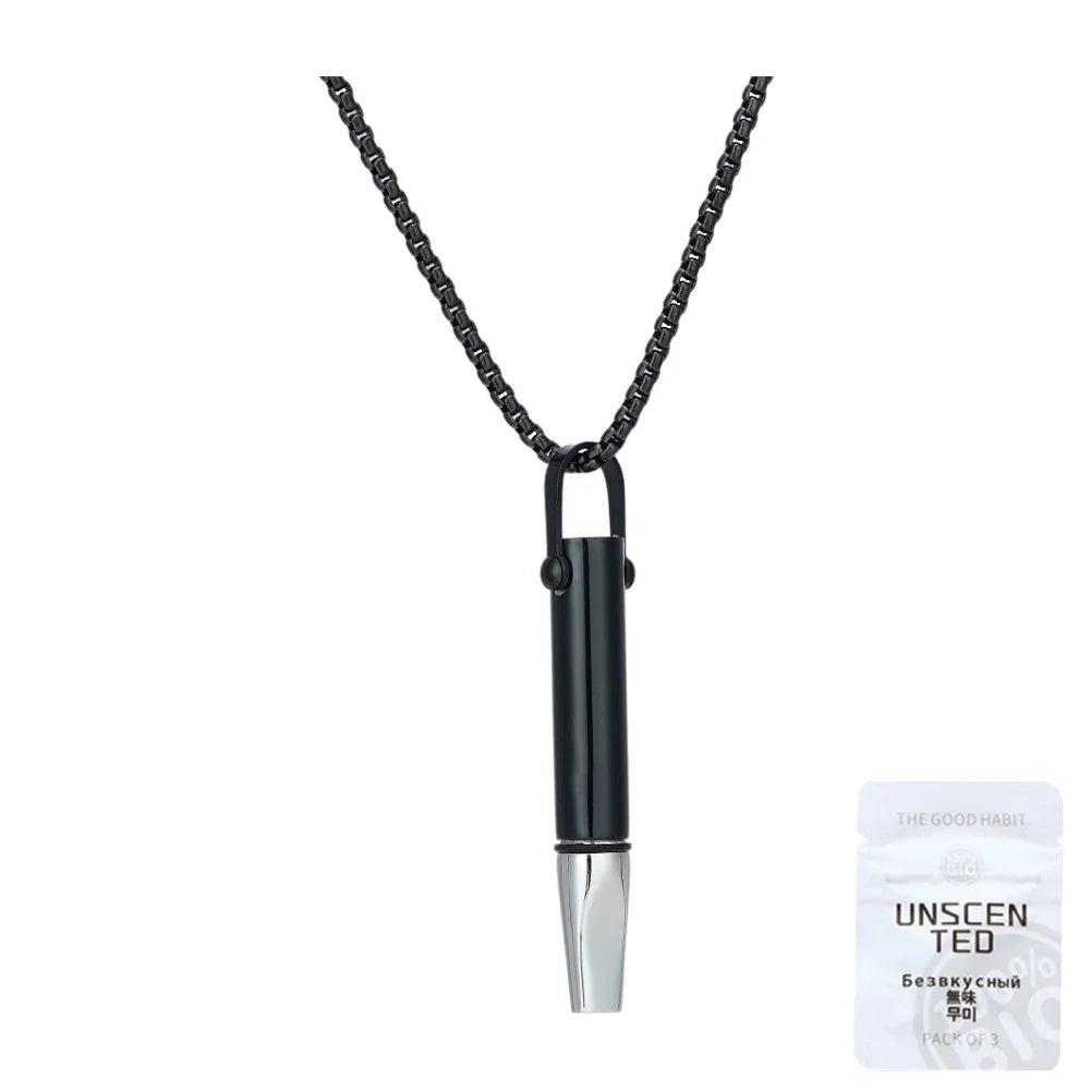 Quit Smoking Meditation Pendant Necklace – Titanium Steel Unisex Anti-Smoking Necklace with Filter Cotton